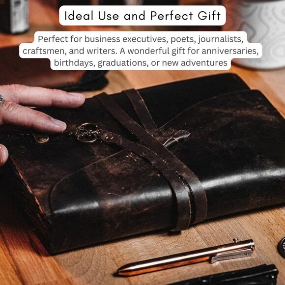 Antique Handmade Leather Men And Women Diary & Owl Keying Holder Pack1 ComboPack - Picture 3 of 11